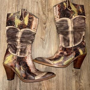 Steve Madden Y2K Rodeo Multicolor Snakeskin Heeled Boot